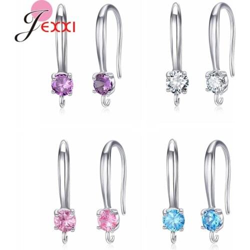 New Fashion Female 925 Sterling Silver Earring Hooks For Women Girls Colorful Rhinestone Earrings Jewelry Accessory Wholesale