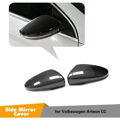 Dry Carbon/carbon look Replacement/Add-on Side Mirror Cap Car Mirror Cover Cap For VW CC Arteon LHD Rear View Mirror Cover