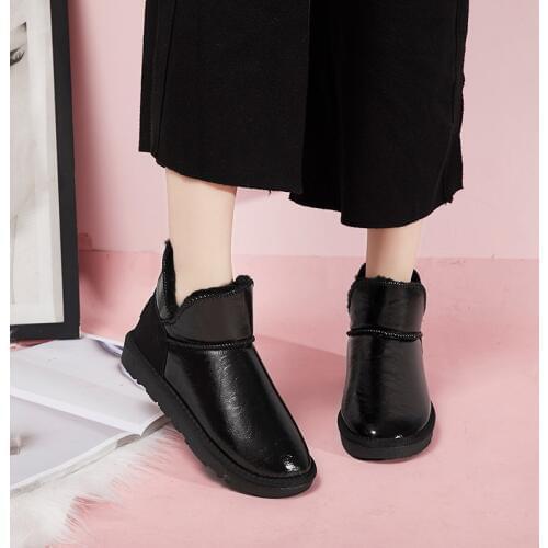 2019 Women Shoes New Fashion Lace Up Ankle Boots Women Platform Cute Snow Boots Warm Plush Slip Fur Boots Zapatillas Muj U11-43