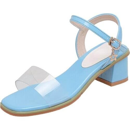 Zapatos De Mujer 2021 Women Sandals PVC Jelly Transparent Sexy Clear High Heels Peep Toe Summer Pumps Shoes Big Size 32-43 A510