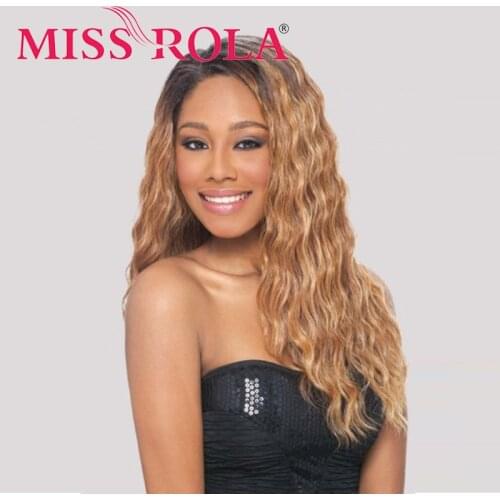 MISS ROLA Middle Part Blonde Brown Ombre Synthetic Wigs for Women Long Fluffy Natural Wavy Heat Resistant Daily