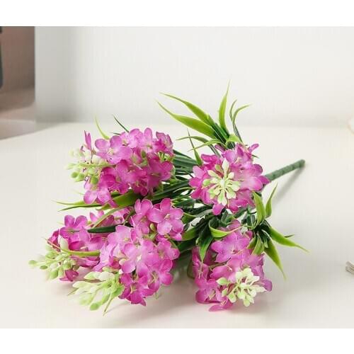 1 Bouquet Artificial Flower Bride Wrist Flower Lavender Fake Flowers Wedding Christmas Decoration Home Hotel Bedroom Cafe Decor