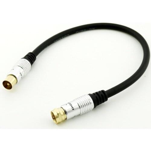 10pcs 1FT Gold 9.5mm TV Satellite Male to F-type Male Coaxial Antenna Adapter Cable