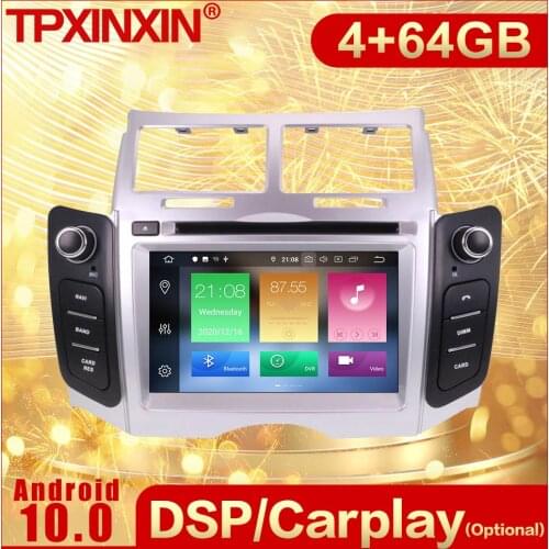 2 Din Carplay Android Radio Receiver Multimedia Stereo For Toyota Yaris 2005 2006 2007 2008 2009 2010 2011 BT Recorder Head Unit