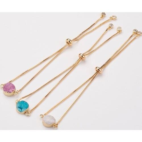 3pcs 260mm long Adjustable Brass Silder Chain Bolo Bracelets with Connector Charms for Women DIY Bracelet Jewelry Making