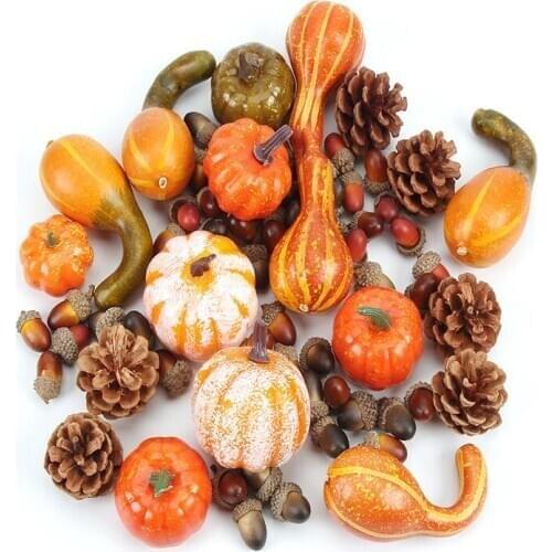 50/166pcs Halloween Pumpkin Fake Vegetable Simulation Halloween Artificial Pumpkin DIY Craft Home Birthday Party Wedding Decor