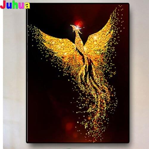 5D Diamond Painting Full Drill Round square Golden bird phoenix animal Diamond Embroidery Handcraft Kit Diamond mosaic decor art