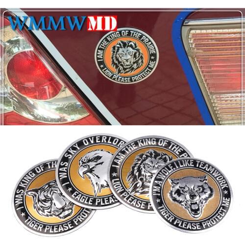 3D Aluminum Lion Eagle Tiger Wolf Logo Car sticker Auto Emblem Badge For cars Motorcycles Laptop Phone Door Decals Accessories