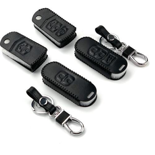 Genuine Leather Car Key Case Cover For Mazda 2 3 5 6 Atenza CX5 CX-5 CX3 CX4 CX7 CX9 Miata MX5 M2 M3 M5 M6 Key Holder Bag Shell