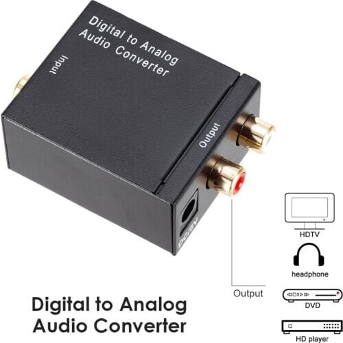 Digital to Analog Audio Converter Optical SPDIF to L/R RCA Audio Adapter Audio Lightweight Microphone Mixer for TOSLINK