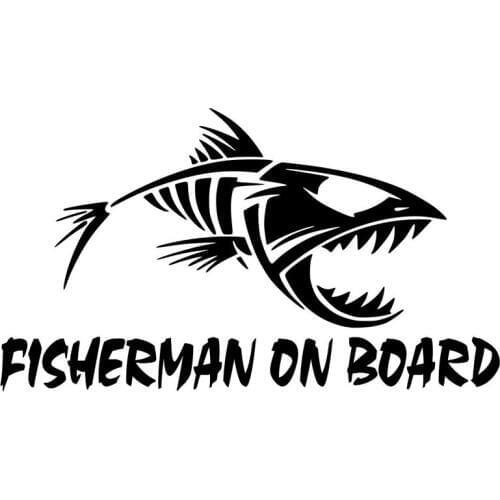 Dawasaru Fisherman on Board Fishing Car Sticker Personalized Decal Truck Motorcycle Auto Accessories Decoration PVC,20cm*11cm