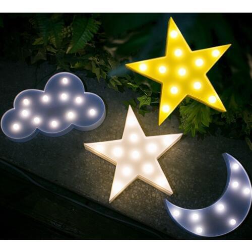 Decorative LED Moon Star Cloud Night Lights Table Lamps For Kids Baby Birthday Party Holiday Home Christmas Wedding Decoration