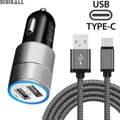 Dual 2.1A USB Car Charger Adapter + 1M USB C Fast Charging Cable for Samsung Galaxy A3 A5 A7 2017 Samsung S8 S9 S10 A8 2018 Cord