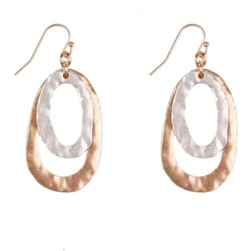 E6970 ZWPON Layered Hammered Metallic Oval Earrings for Women 2020 New Arrival Circle Earrings Jewelry Wholesale