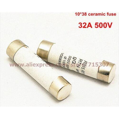 PHISCALE 20pcs Ceramic fuse 32A 500V fuse 10*38 / 10x38mm