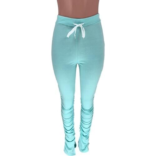 High Waist Ruched Pants Women Stacked Leggings Tight Fitting Casual Pants Flare Trousers Folds Legging Stacked Sweatpants Women