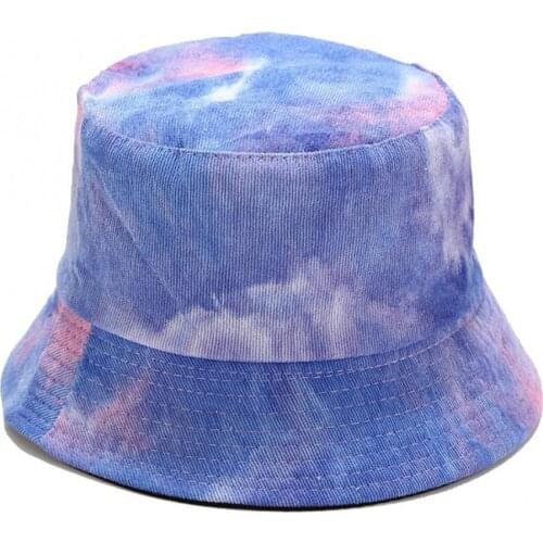 Summer Bucket Hat Tie Dye Double-sided Sunscreen Fisherman Cap Chapeau Femme Outdoor Travel Beach Accessories 2021