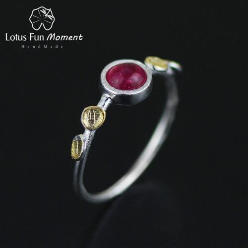 Lotus Fun Moment Real 925 Sterling Silver Natural Stone Handmade Creative Designer Fashion Jewelry Delicate Thin Female Rings