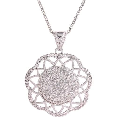 Fashion Jewelry Bijoux Zircon Flower Necklaces & Pendants Handmade Copper Micro Pave Charms Womens Necklaces Wholesale Collier