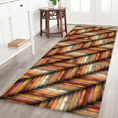 Wood Pattern Washable Non-slip Floor Mat Bathroom Entrance Door Mat Bedroom Living Room Bedside Area Rugs Long Kitchen Carpet