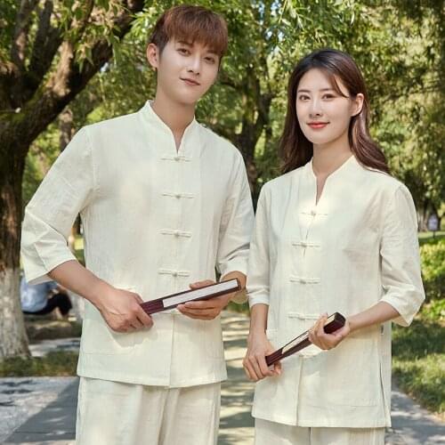 Men Women Martial Arts Kungfu Tai Chi Uniforms Chinese Tradition Loose Shirt+pant Jogger Casual Workout Wush Meditation Set