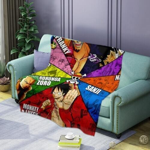 Cartoon Pirate King New World Luffy Print Soft and Comfortable Home Textile Cover Blanket Flannel Print Sleeping Blanket