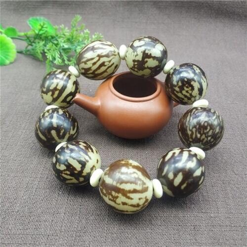 Natural Bodhi Hand String Tiger Spot White Jade Bodhi Root Original Seed Male And Female Buddha Beads Rosary Bracelet Gift