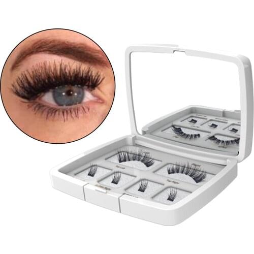 Natural Fake Eyelashes Kit False Lashes Pack with Tweezers & Mirror for Women Girls DIY Makeup Tool Soft Travel Party Lashes