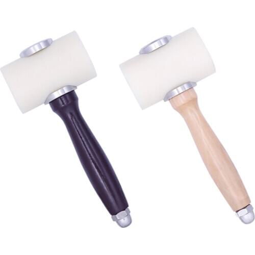 Nonvor DIY Leather Craft Hammer Nylon Hammer Solid Wood Handle Printing Carving Hammer T-Shaped Double Hammer Sewing Craft Tool