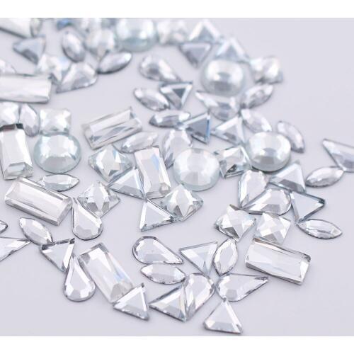 New Mix Shaped Mix Size 500pcs/lot Crystal Strass Rhinestones Flatback Glue On Hot Fix Rhinestones For Clothes