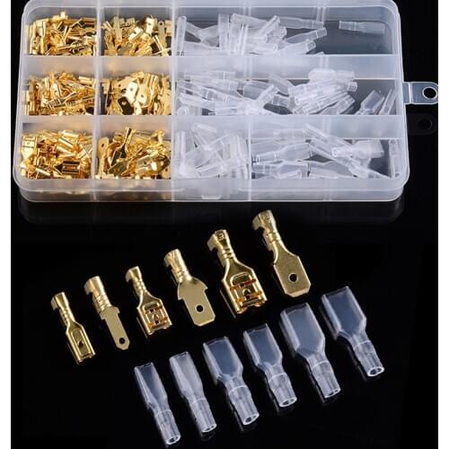 270pcs 2.8-6.3mm Car Auto Terminal Electrical Wire Crimp Connectors Male Female Spade Sheath Assortment Kit Tool Parts