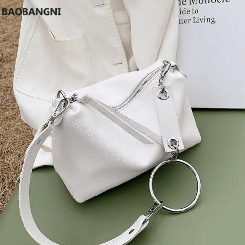 Solid Color Crossbody Bags for Women Vintage Leather Handbag Female Shoulder Messenger Bag Sac White Armpit Bag Ladies Soft Bags