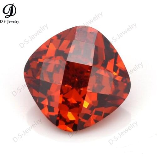 Wholesale Top Quality Square Chamfering Shape Garnet Color Cubic Zirconia Stone Synthetic Gems Loose CZ Beads