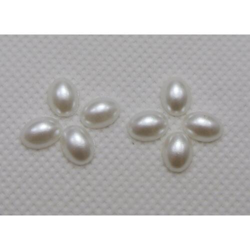 500 Pure White Oval Half Pearl Bead 6X8mm Flat Back Gem Scrapbook Craft