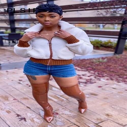 Wool Turn Down Collar Women Tops Coats Full Sleeve Slim Jacket Female Street Wear Outdoor Clothes