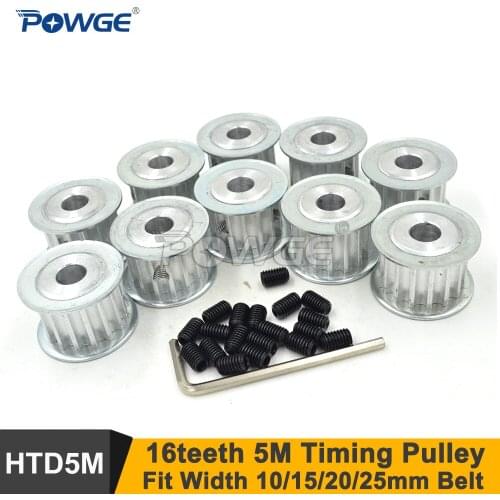 POWGE 16 Teeth 5M Synchronous Pulley Bore 5-12mm Fit W=15/20/25mm 5M Belt 16T 16Teeth HTD 5M Timing Pulley AF
