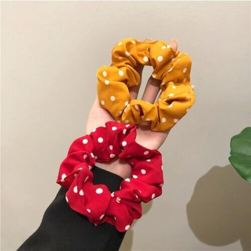 Sweet Wave Dot Chiffon Hair With Candy Color Hair String Cloth Art Hair String French Ins Wind Headda Women