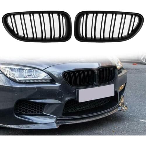 Front Bumper Hood Kidney Grille Replacement Dual Line Sport Grilles for BMW 6 Series F12 F13 F06 640I 650I 2012-2017(Matte Black