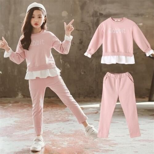 Teenager baby kids girl Clothes winter Autumn rabbit tracksuit bunny Hoodie +pants 4 5 6 7 8 9 10 11 12 Year