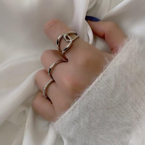 Stylish Temperament Metal Punk Ring Set Hiphop Size 13 Ring Women