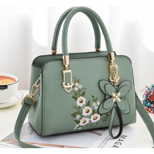 Embroidered Bags for Women Fashion Luxury Handbags 2021 New Versatile Large Capacity Soft Leather Shoulder Bag Summer Travel