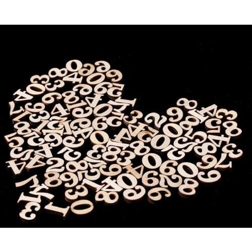 100Pcs Wooden 0-9 Numbers Embellishments 15mm Scrapbooking Card Making Craft DIY