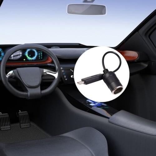 USB to 12V Step Up Car Cigarette Lighter Socket Female Converter Power Cable for Dashcam Driving Recorder Electronic Dog QW