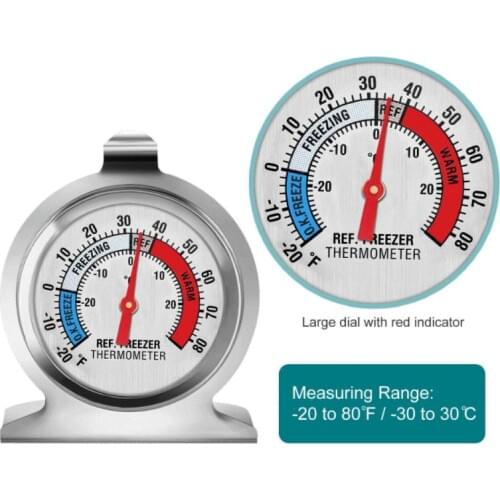 Refrigerator Freezer Thermometer DIAL Stainless Steel Temperature Measuring Equipment With High Precision And Fast Reading