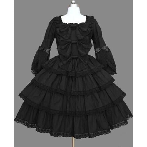 Vintage gothic palace sweet lolita dress lace peter pan collar bowknot victorian dress kawaii girl gothic lolita op loli cos