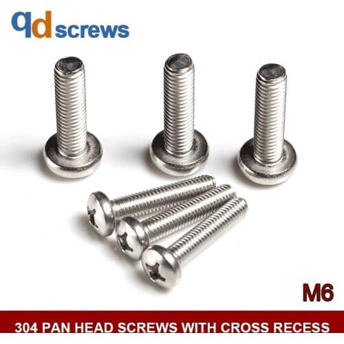 304 M6 stainless steel Pan head screws with cross recess cross head Phillip round screw GB818 DIN7985 ISO 7045