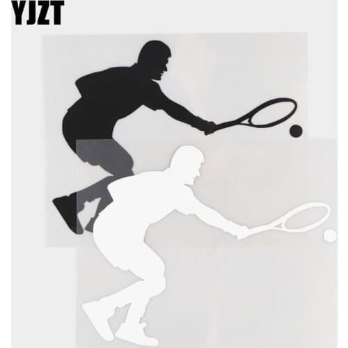 YJZT 17.4×13.8CM Exquisite Tennis Player High Quality Vinyl Decal Car Sticker Black/Silver 20A-0366