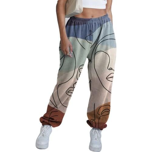 Women Loose Pants Butterfly Print High Waist Slimming Casual Party Street Jogger Trousers