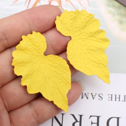 E1022 Big Leaf Flower Hanging Earrings Statement Metal Painted Earrings For Women Wholesale Jewelry Accessories Pendientes Mujer