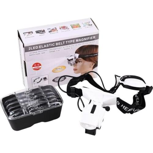 1.0x~6.0x Multi Power Loupes Head Magnifying Glass With 2 LED 5 Lens Helmet Headband magnifier Low Vision Aid Beauty Magnifier